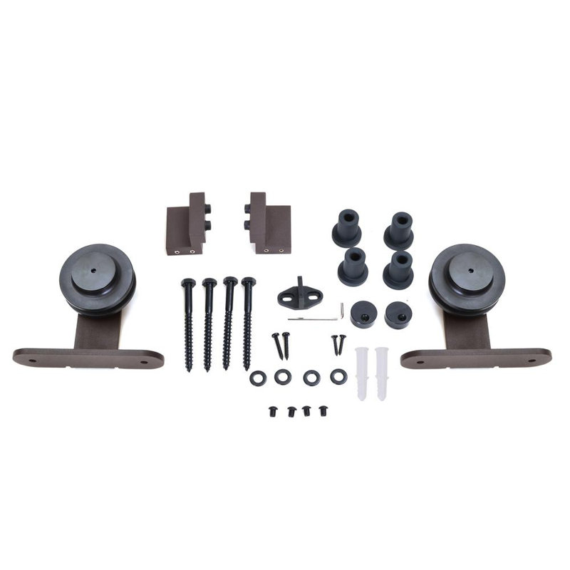 Hollow Core Primed 7-Panel Barn Door Kit with Oil Rubbed Bronze Hardware, 24" x 84"