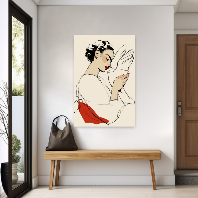 Dove Embrace Modern Bird Wall Art Print, 152.4cm H x 101.6cm W