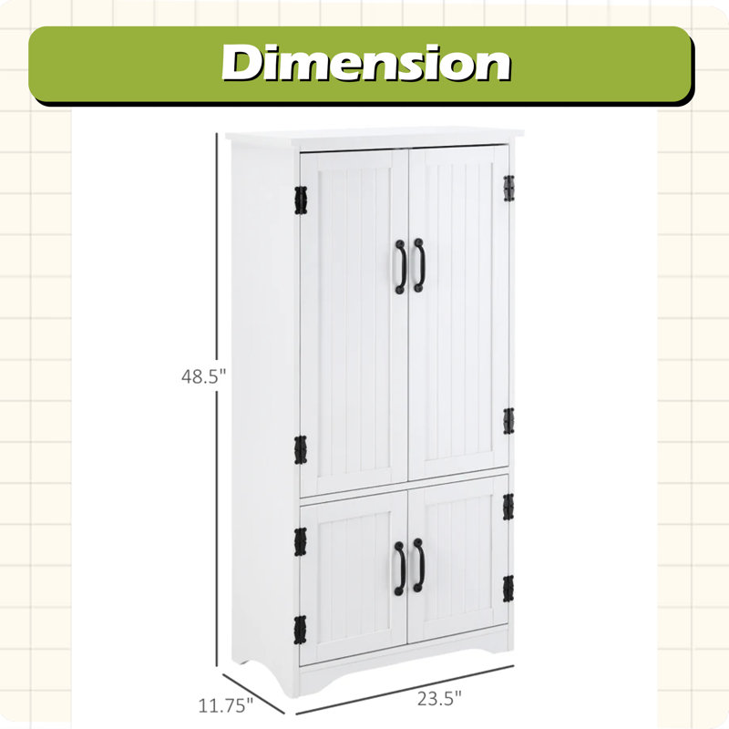 Armoire de cuisine autoportante, armoire de maison de campagne, Blanc