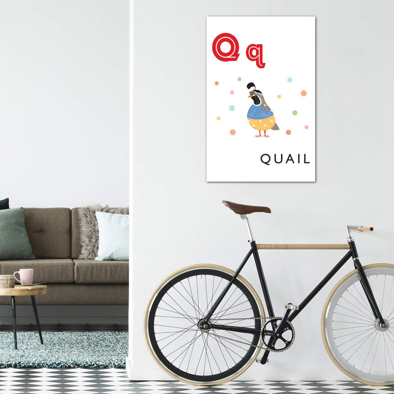Alphabet Flash Card Q - impression d'art graphique, H 60 po x l 40po x P 1,5 po, Toile tendue, Pas de tapis