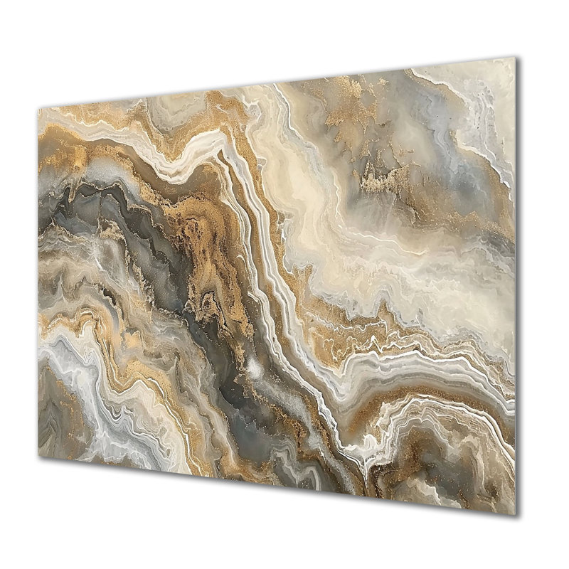 Art mural marbre gris subtil or gris, H 12 po x l 20 po x P 1 po, Pas de métal encadré