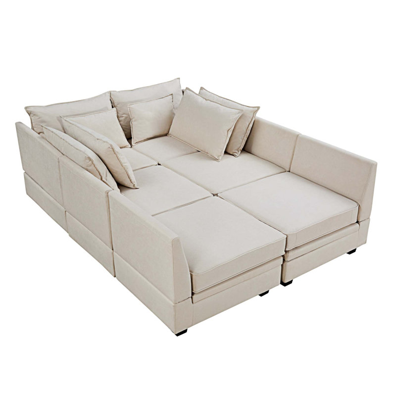 Canapé modulaire Kaljo, 100 % lin beige