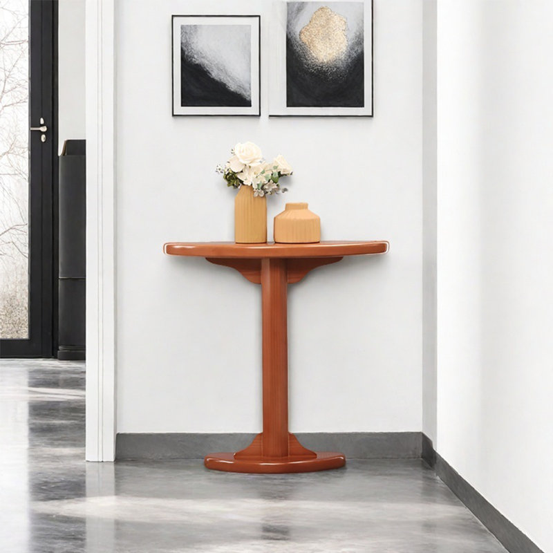 All Solid Wood Narrow Console Table, 31.5" H x 31.5" W x 9.84" D, Natural Wood
