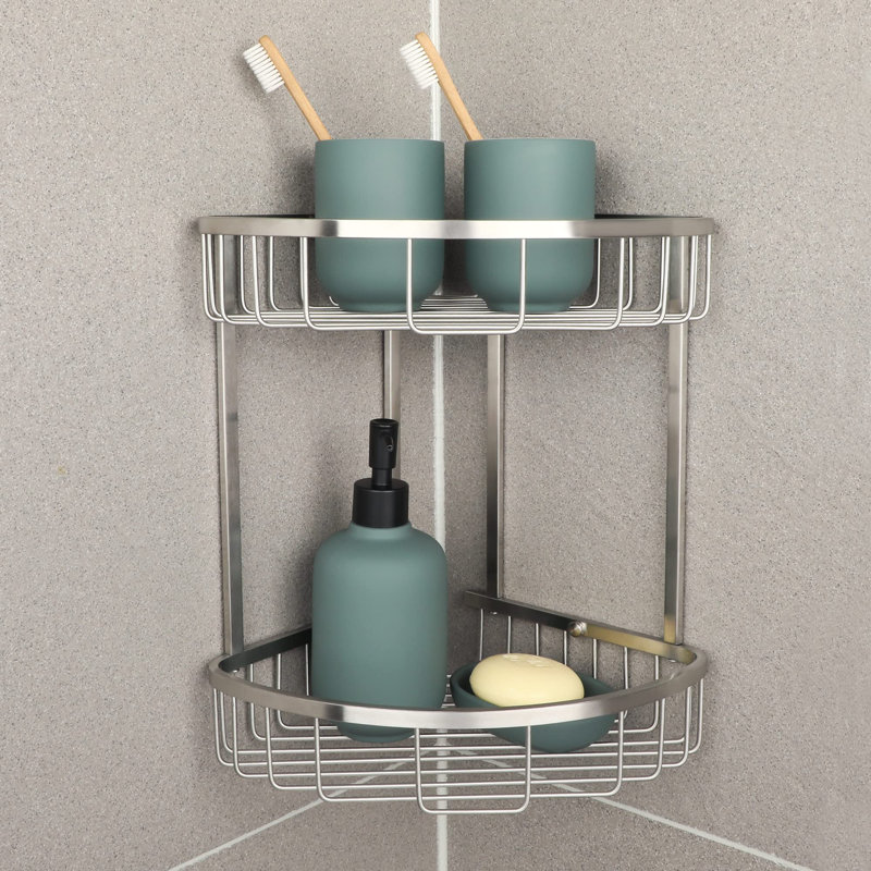 Newsom Drill / Screw Stainless Steel Shower Caddy,  Brushed