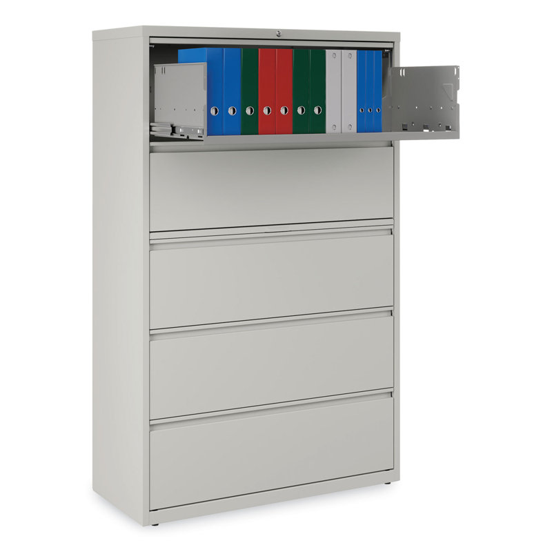 Light Gray 5-Drawer Lockable Mobile Lateral File Cabinet