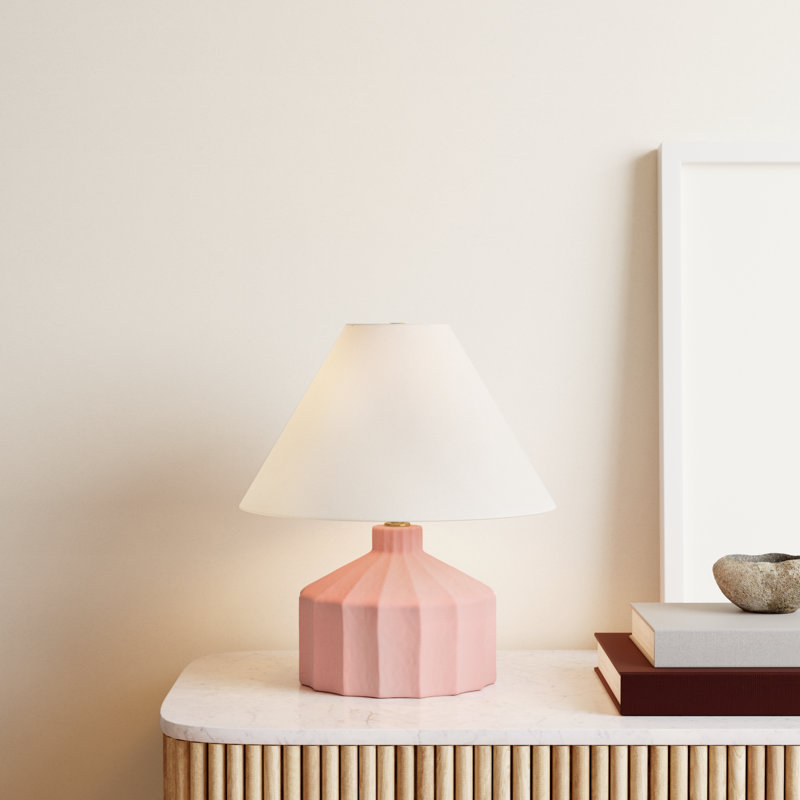 Leesa Ceramic Table Lamp, Dusty Rose, 16.5" H x 15" W x 15" D