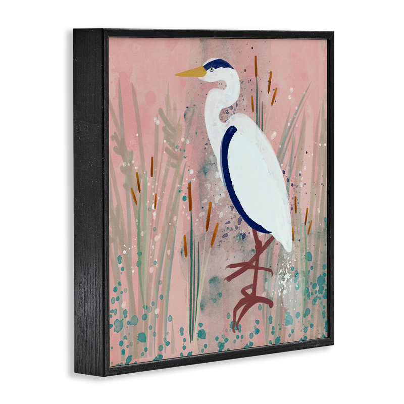«Coastal White Bird», estampe numérique par Juliet Rose Philips, H 12 po x l 12 po, Giclée encadrée noir minuit