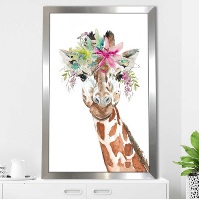 Girafe avec couronne florale par Patricia Pinto - Peinture