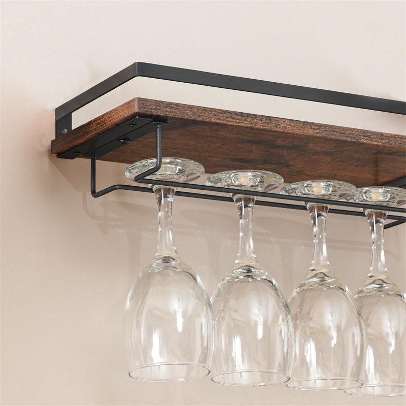 Brijesh Wall Mounted Wine Glass Rack Brown