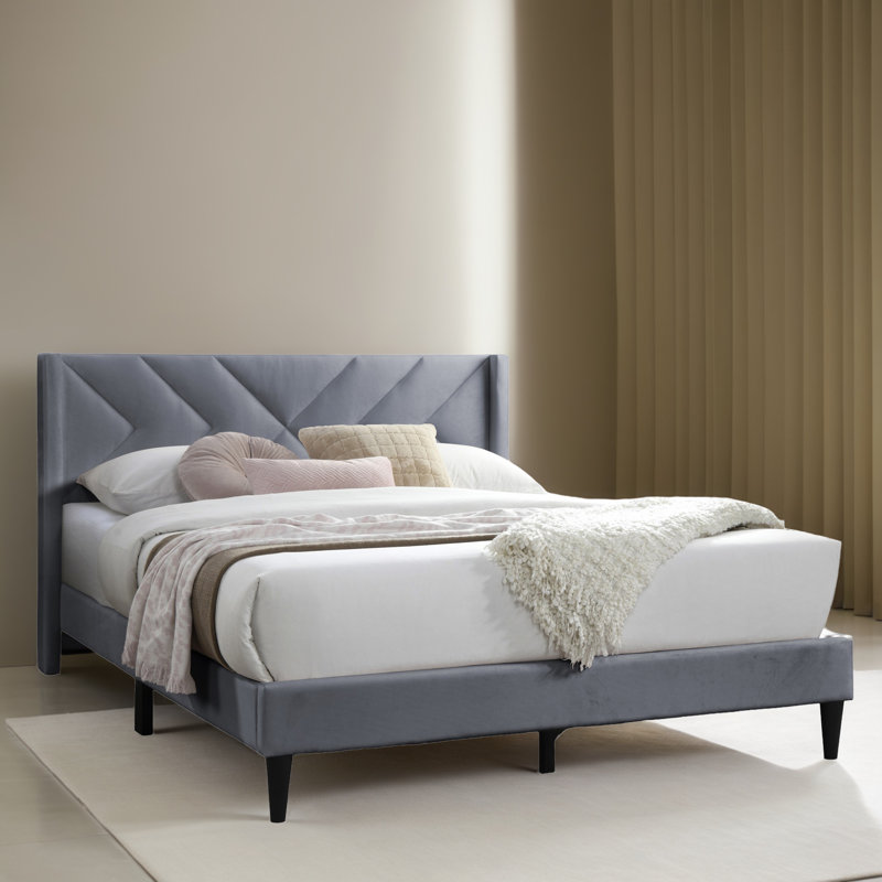 Base de lit tapissier grand format, Gris