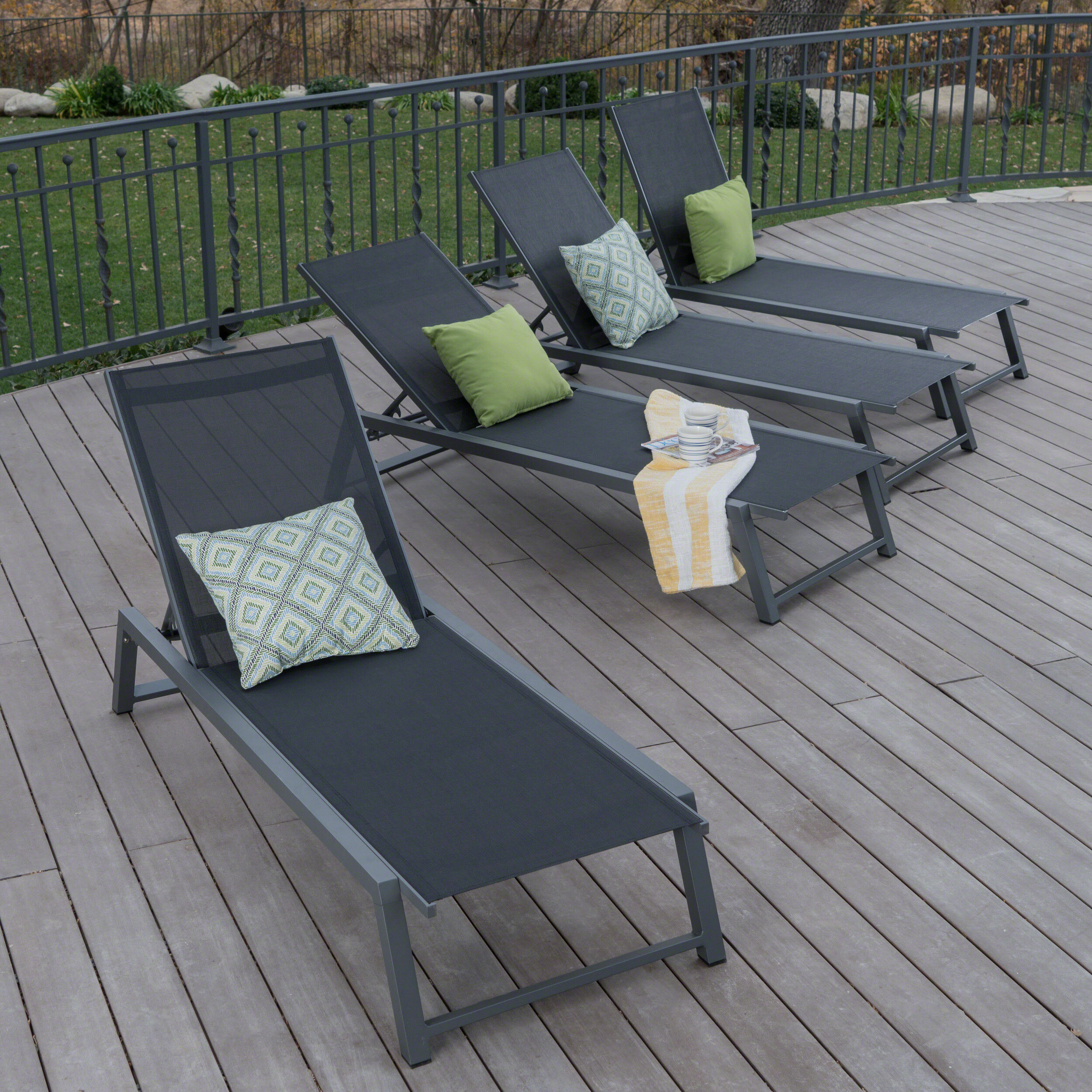 Wade Logan® Petrie Outdoor Metal Chaise Lounge Set & Reviews | Wayfair