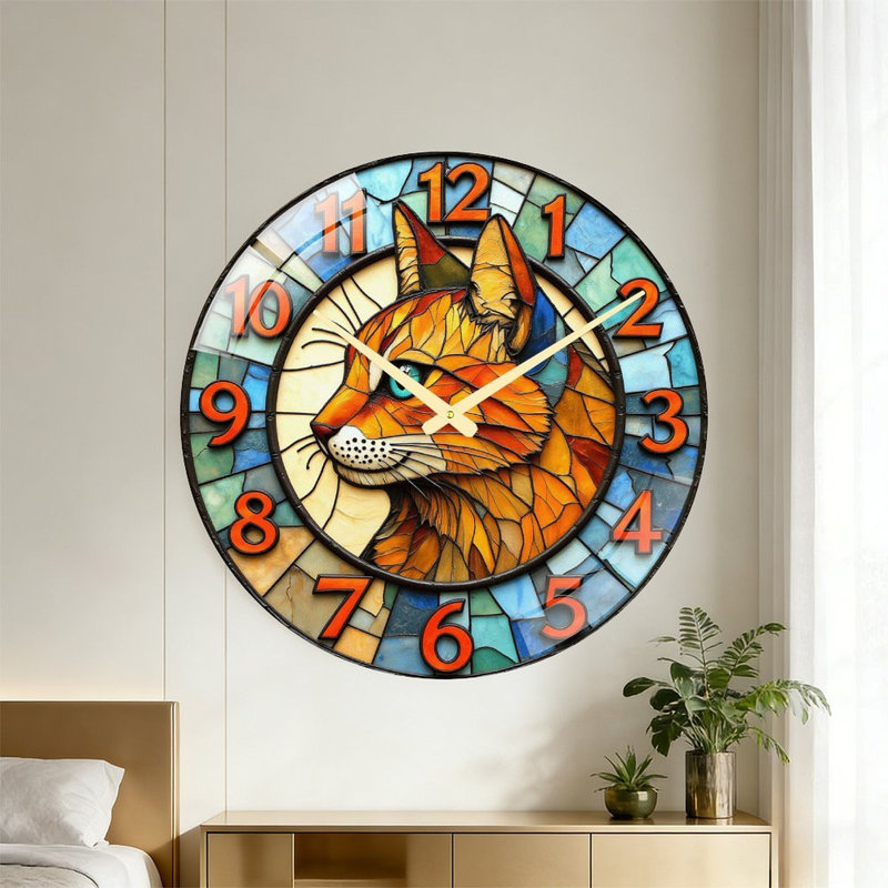 Horloge murale en verre coloré, horloge murale 24 po