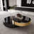 Modern Oversize 39.37' Round Coffee Table Set, Extendable Nesting Table Gold & Black Finish with Glass Top