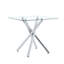 Table de bar moderne en métal galvanisé avec plateau en verre trempé, table de pub robuste à pieds croisés pour bar à la maison, îlot de cuisine, salon
