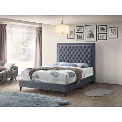 Janiya Tufted Upholstered Low Profile Platform Bed