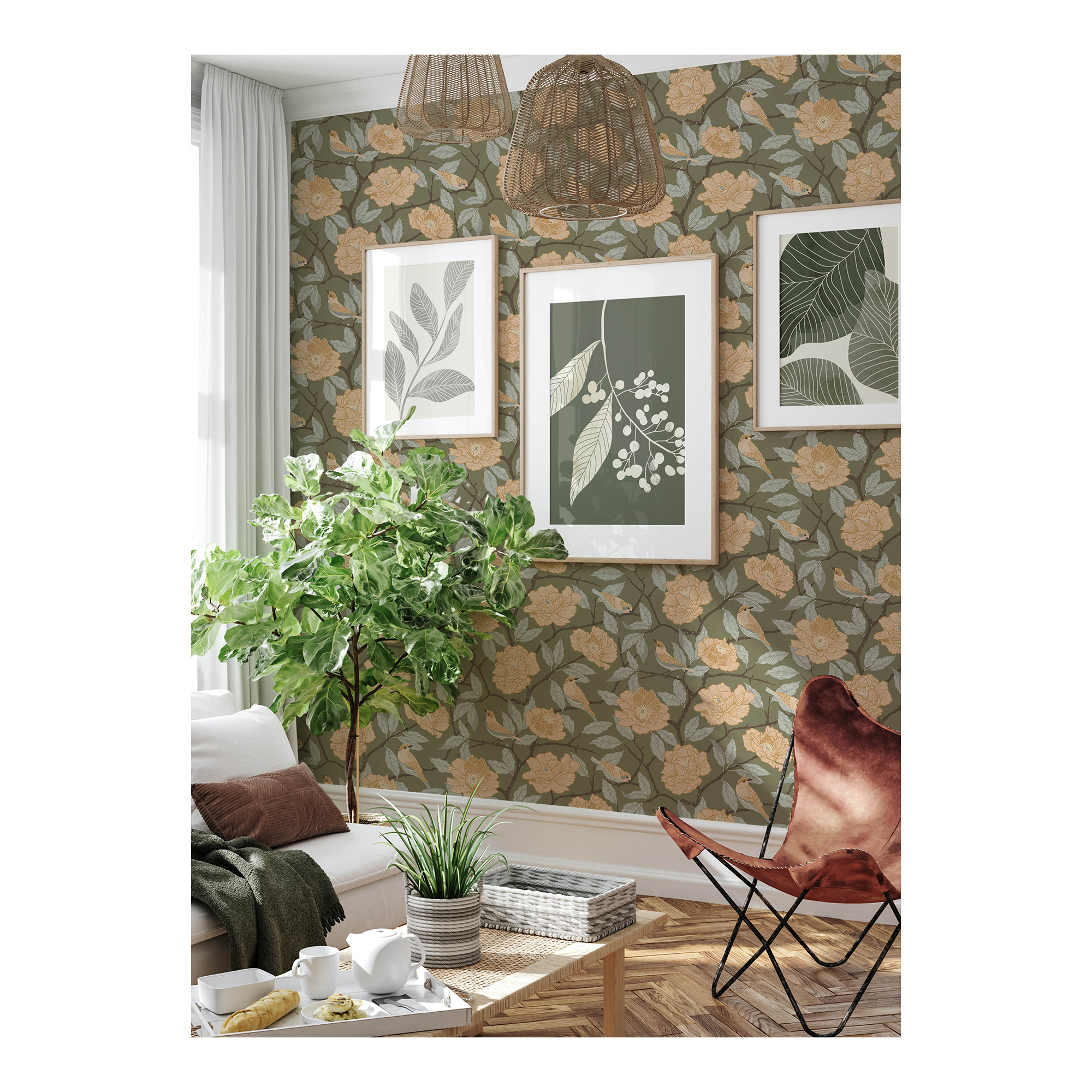Botanical Wallpaper, Green