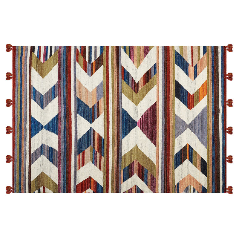 Savard Geometric Wool Hand Woven Area Rug, Rectangle 140 x 200cm