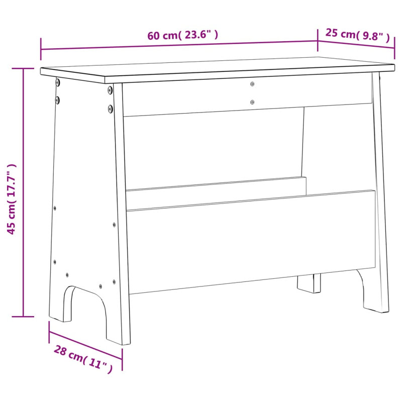 Allisandra Solid Wood Storage Bench, 45cm H x 60cm W x  28cm D, Wax Brown