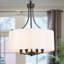 Lustre tambour de salle à manger ombragé en tissu 4 lumières Jeilyn