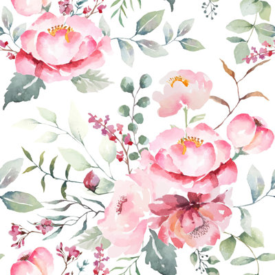 White Wallpaper With Gentle Flowers