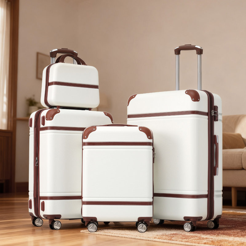 Valise à roulettes Hardshell 4 pièces 20 "+ 24" + 28 "Valise, White