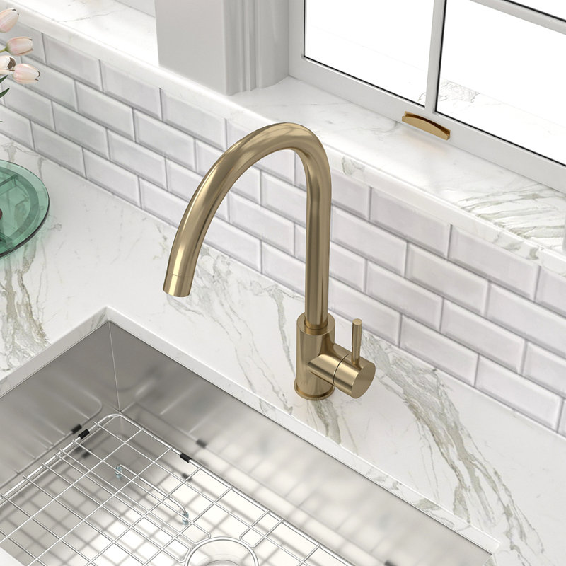 Kitchen Sink Faucet With Single Handles, Gold