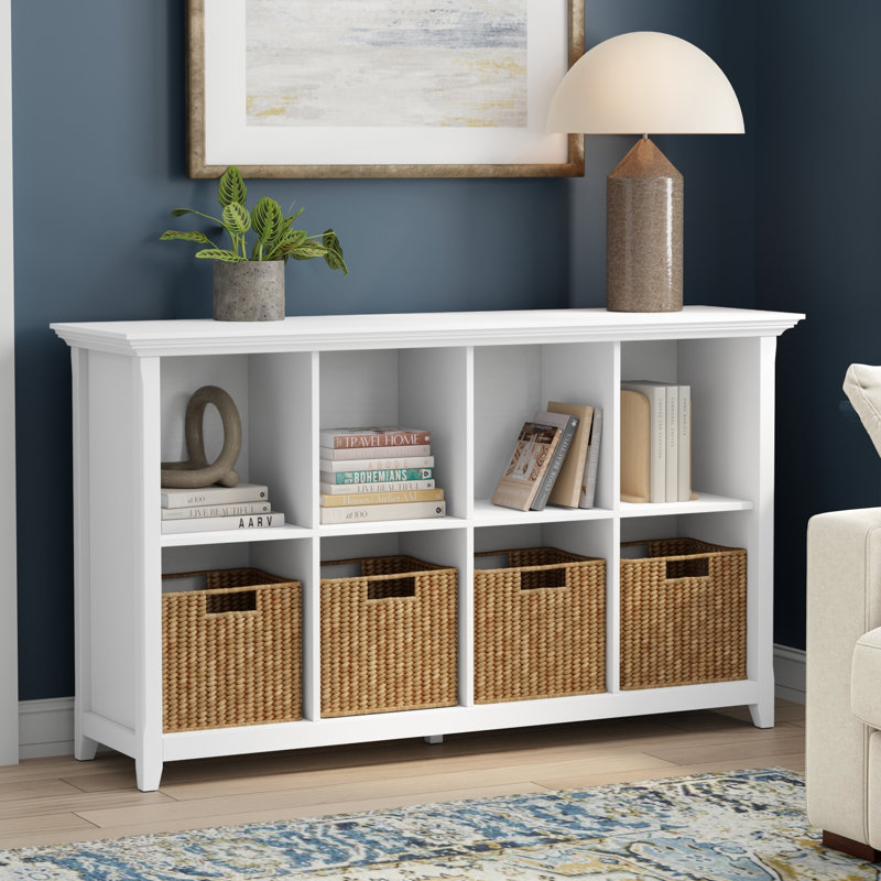 Table de rangement en bois massif avec rangement à 8 cubes Pettry, White
