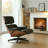 Leather Swivel Accent Chair With Ottoman-1160804678