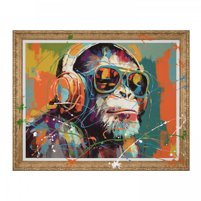 Chillin' Chimp Framed Canvas Wall Art