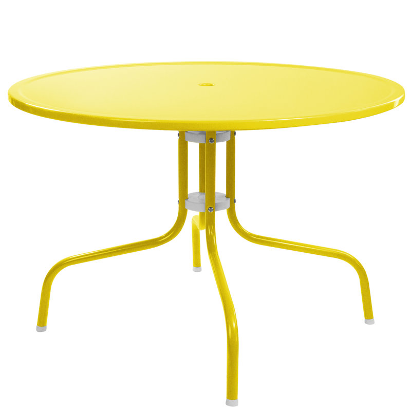 39.25-Inch Outdoor Retro Metal Tulip Dining Table, Yellow