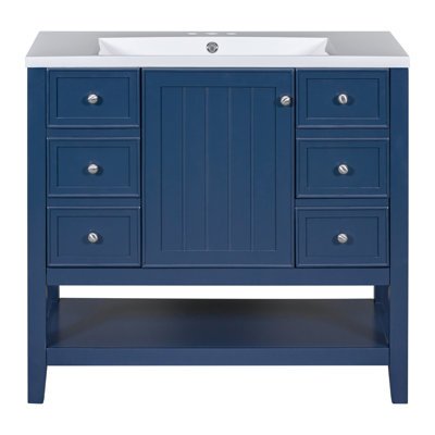 Ensemble de meuble-lavabo 36 po en bois massif - lavabo, 1 armoire et 3 tiroirs