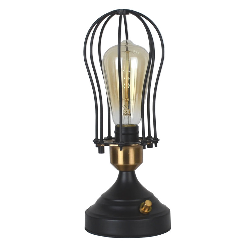 Zahra Metal Table Lamp, Black/Burnished Brass