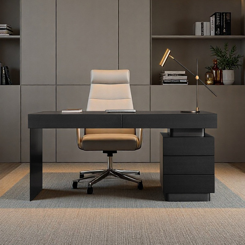 Bureau d'étude pour bureau à domicile avec tiroirs, H 29,53 po x l 62,99 po x P 23,62 po, Noir