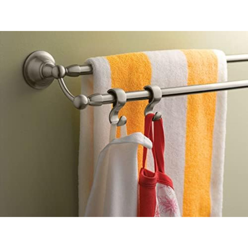 Porte-serviettes de salle de bain double en nickel brossé Spot Resist Sage Collection de 24 po avec deux tiges