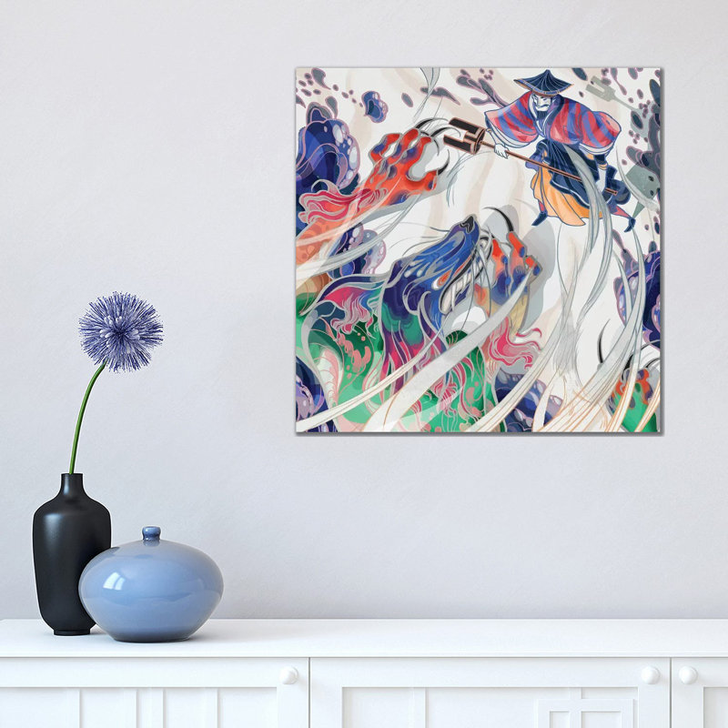 " Water Beast " by Sija Hong, No Mat, 18" H x 18" W x 1.5" D, Wrapped Canvas