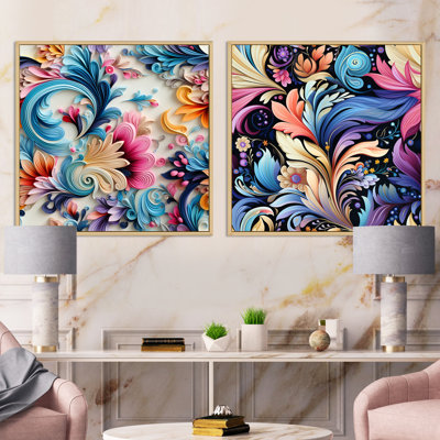 Froehlich - Abstract Botanicals Square Collage Set Of 2