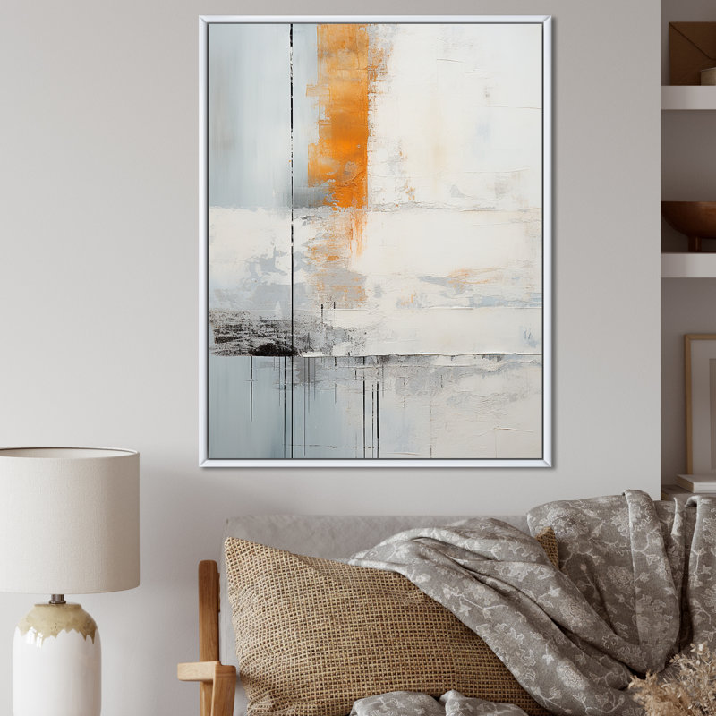 Simple Winter Landscape II, reproduction d'art sur toile, Cadre flottant blanc, H 32 po x l 16 po x P 1 po