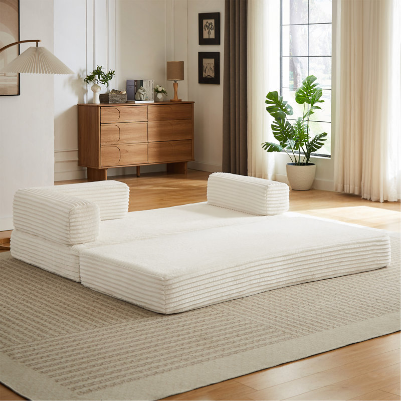 Canapé-lit, canapé modulaire désossé pour le salon, canapé moderne et surdimensionné, Beige Corduroy, Beige