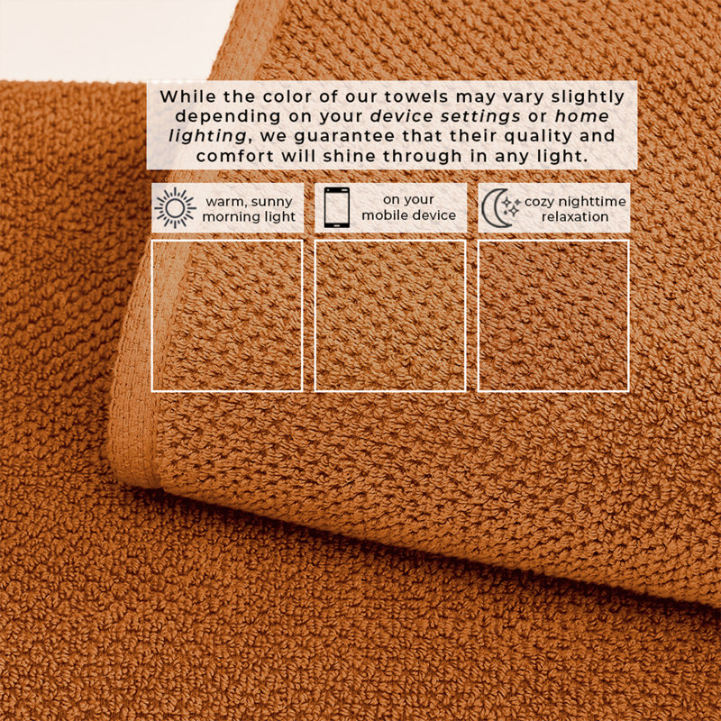 Drap de bain 100% coton texturé, Copper, Essuie-mains - paquet de 6
