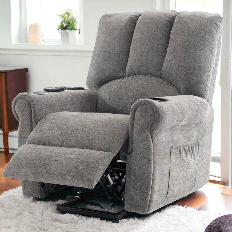 Upholstered Heated Massage Chair, Grey