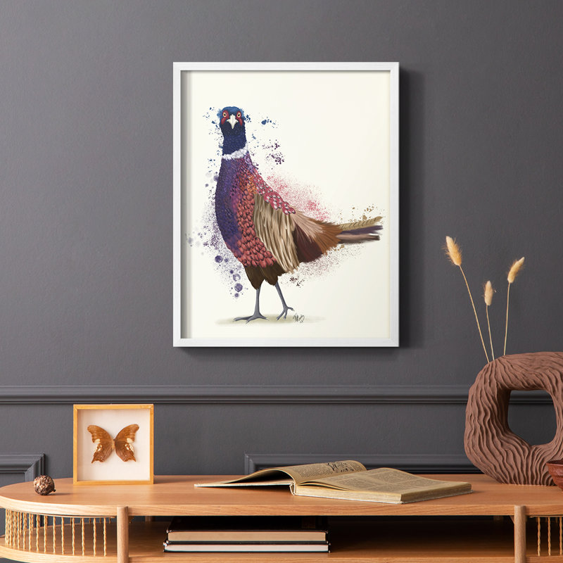 Pheasant Splash 6, reproduction encadrée - bois massif, Blanc, H 20 po x l 16 po