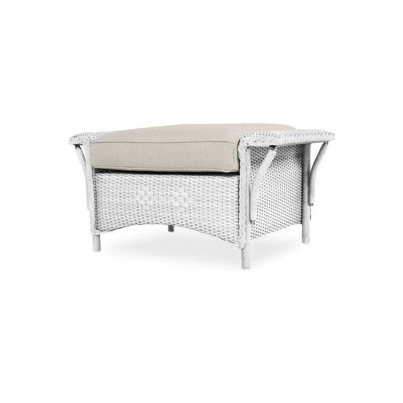 Nantucket Outdoor Ottoman, White, Rollo Linen