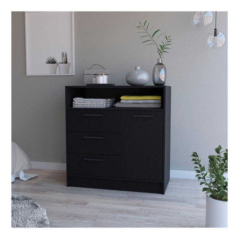Commode 3 tiroirs noire