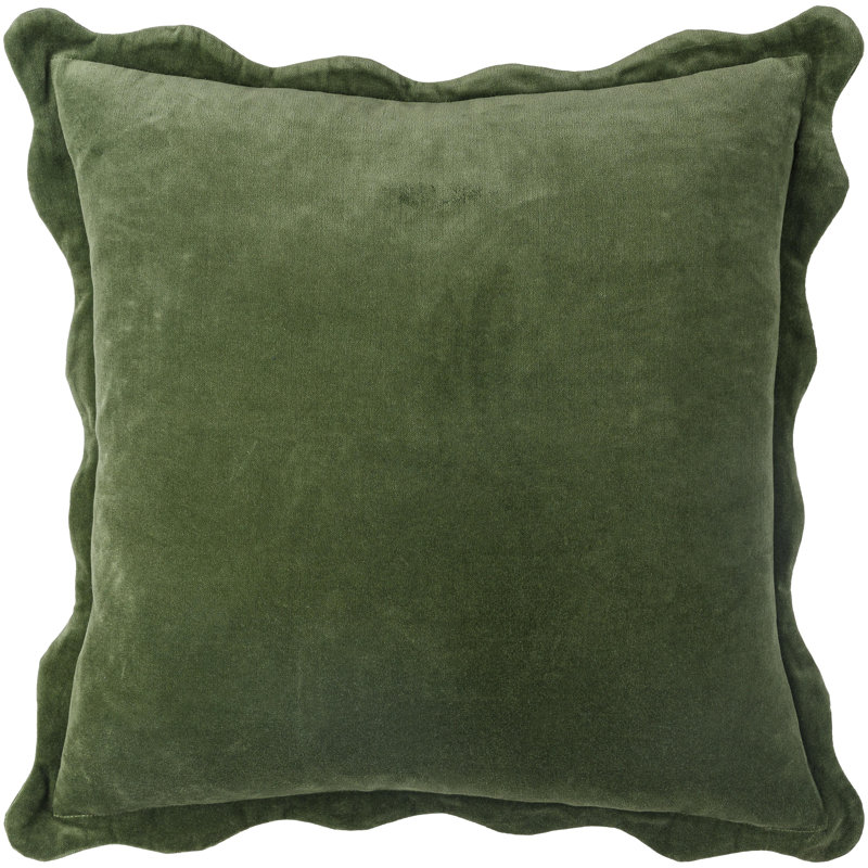 Coussin décoratif à bords festonnés Collier, H 20 po x l 20 po, polyester, Vert
