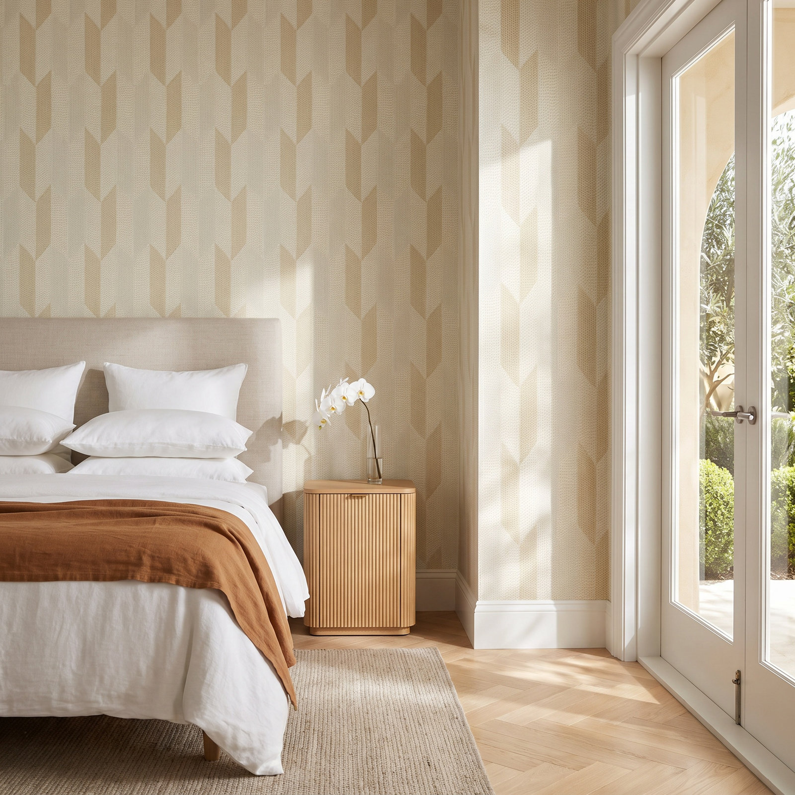 Boudin Modern Geometric Wallpaper, Beige