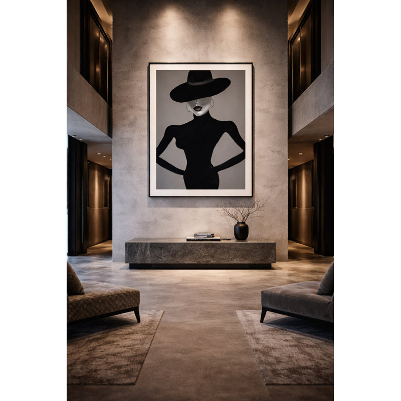 Midnight Authority Framed Canvas Wall Art by Kasian Art Studio - Black Frame, Black