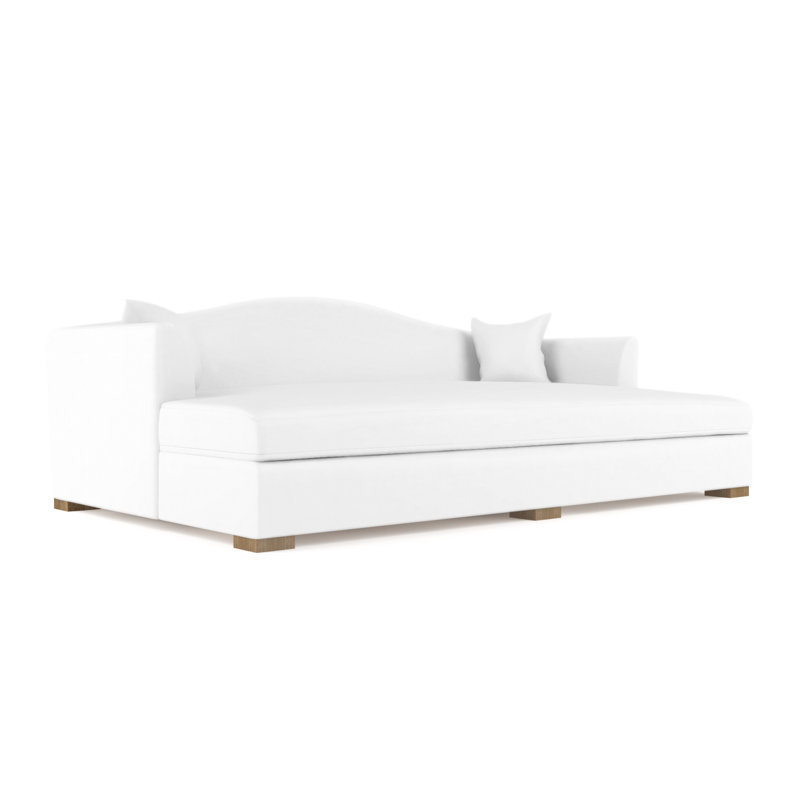 Horatio Camelback Taper Curved-Arm Daybed, Vintage Leather Pumice, Weathered