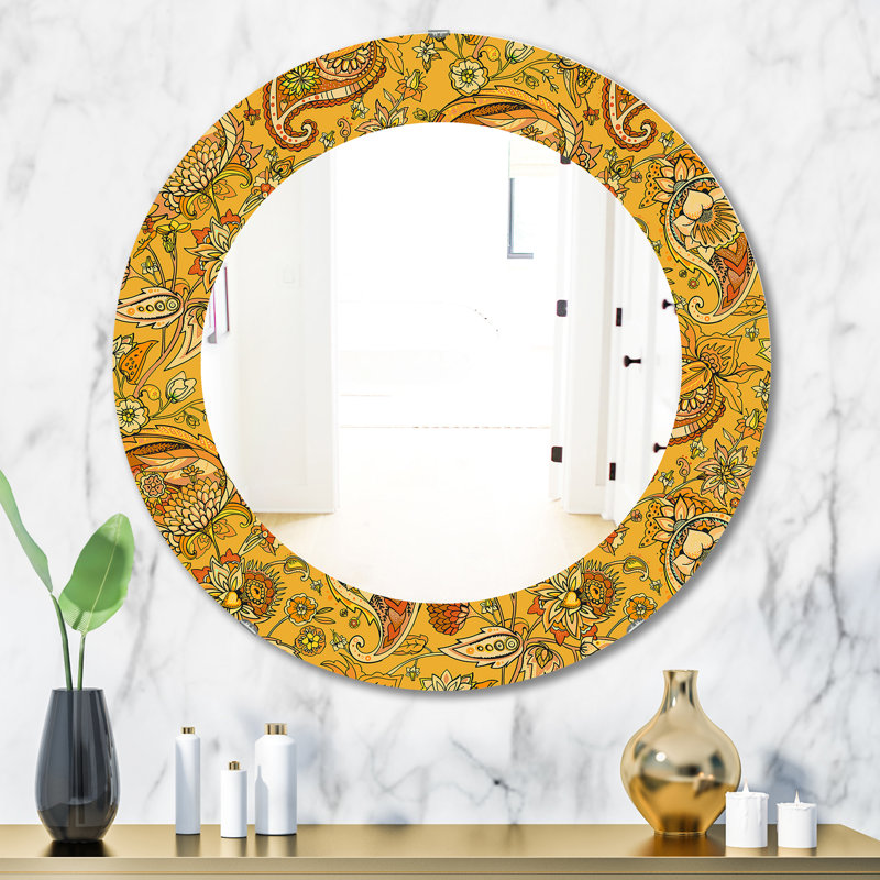 Yellow Moods 13 - Miroir bohémien et éclectique, H 23,6 po x l 23,6 po