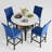 5 Pieces 35.4" Modern Style Round Faux Marble Counter Height Dining Table Set, Extendable Folding Kitchen Dining Table Set For 4 With 4 Velvet Upholstered Dining Chairs-721896043