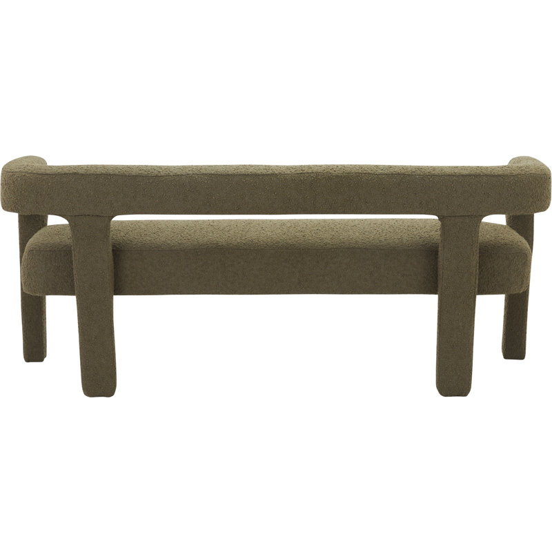 Cedernier Upholstered Boucle Bench, Olive
